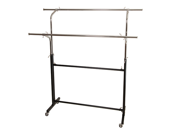 adjustable double clothing garment rack with caster